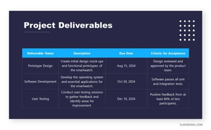 What are examples of deliverables