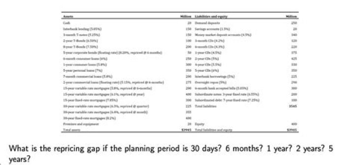 What is the 6 month repricing gap