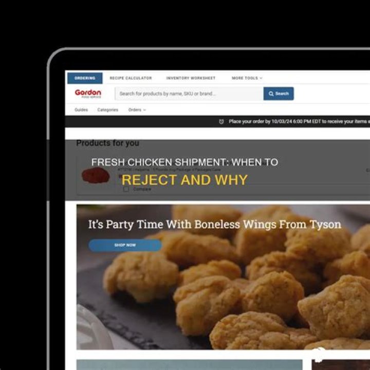 When should a shipment of chicken be rejected